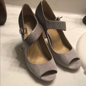 Ralph Lauren Grey snakeskin/suede heels